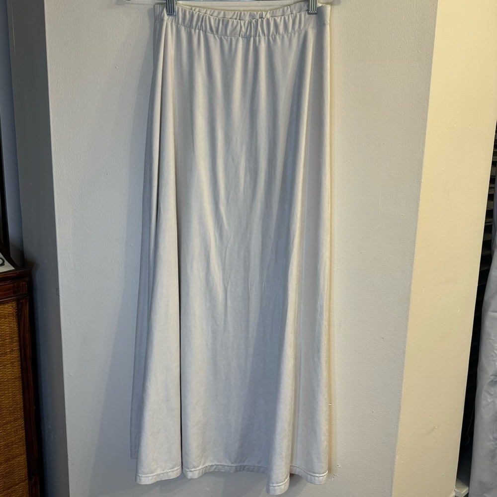 Farm Rio Light Tan/Grey Suede-Like Elastic Waist Midi/Maxi Skirt Size Medium